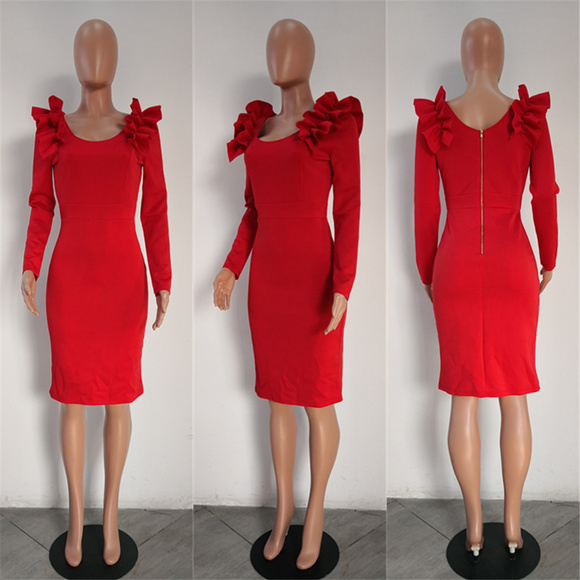 Classy Red BodyCon Dress - Picture 7 of 8